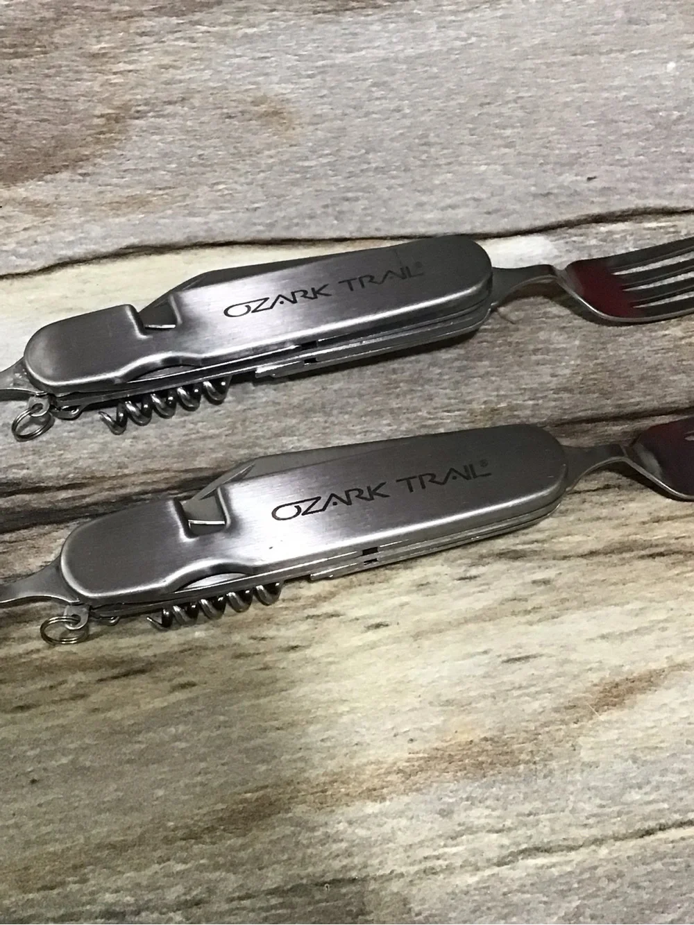 Sold! 2pc Ozark Trail Camping Utensil Multi Tool Spoon Fork Knife Corkscrew